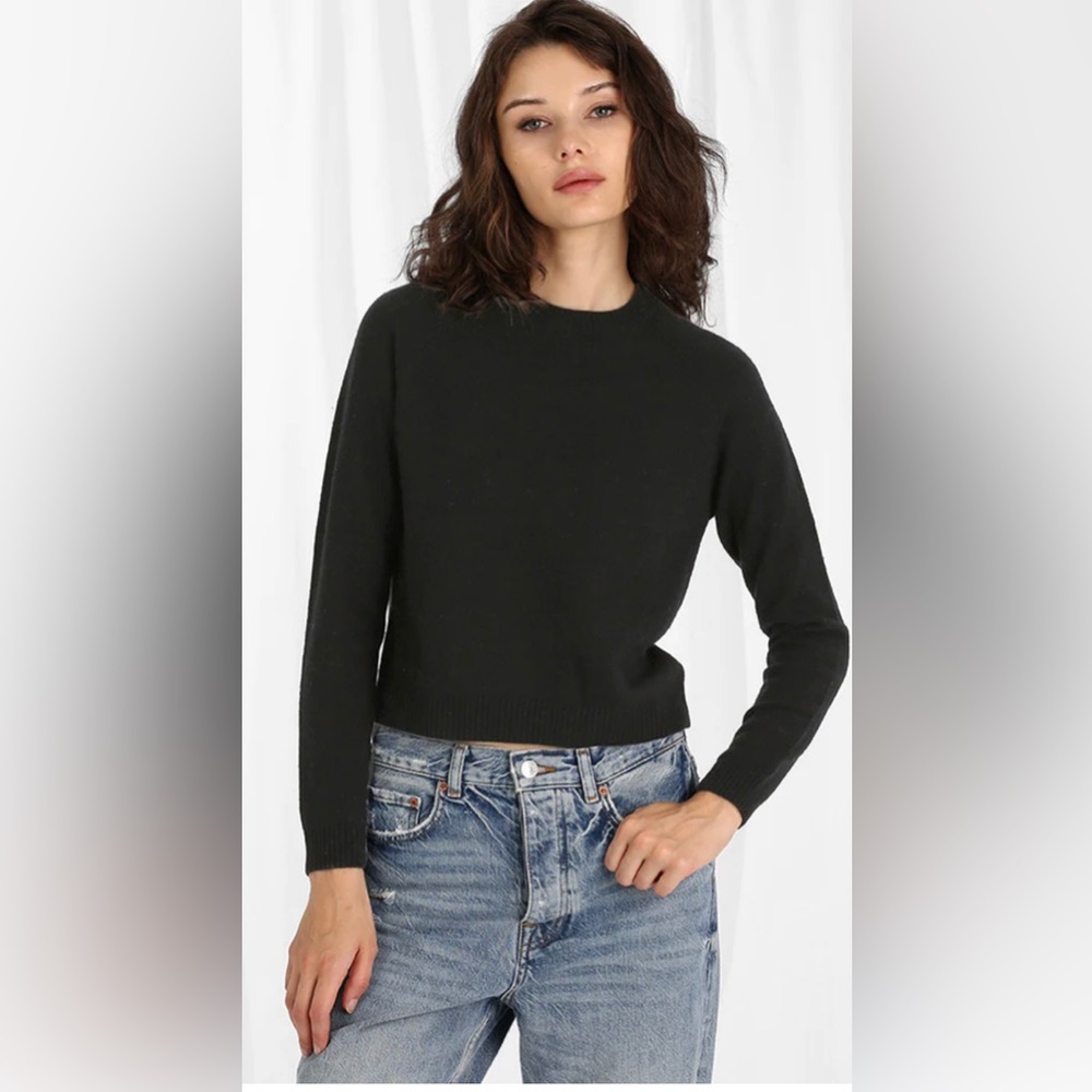 NWT MINNIE ROSE CASHMERE LONG SLEEVE SHRUNKEN CREWNECK